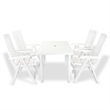 Afuera Living Medium Foldable Outdoor Dining Set in White Plastic