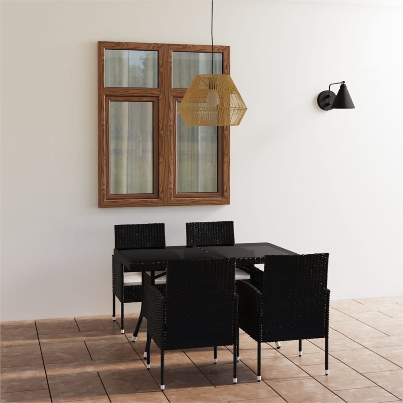 Afuera Living PE Rattan Medium Durable Garden Dining Set in Black