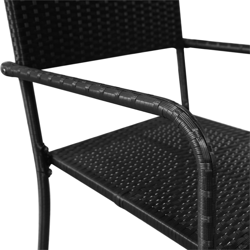Afuera Living Poly Rattan/Powder-Coated Steel Dining Set in Black
