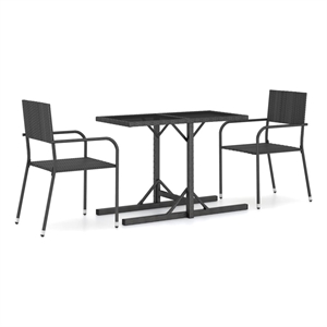 Afuera Living Poly Rattan/Powder-Coated Steel Dining Set in Black