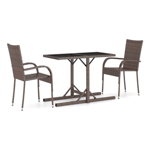 Afuera Living Poly Rattan/Powder-Coated Steel Dining Set in Brown