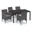 Afuera Living PE Rattan Medium Durable 5 Piece Dining Set in Gray