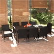 Afuera Living Poly Rattan 9 Piece Rectangular Dining Set in Black