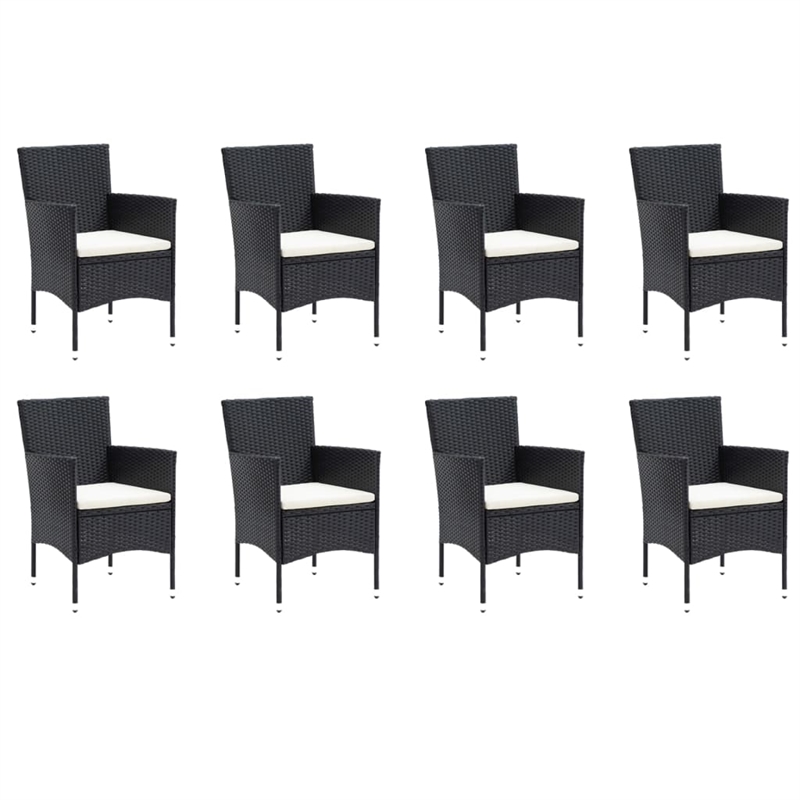Afuera Living Poly Rattan 9 Piece Rectangular Dining Set in Black