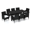 Afuera Living Poly Rattan 9 Piece Rectangular Dining Set in Black