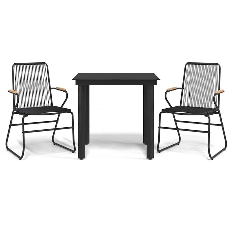 Afuera Living PVC Rattan Small Durable Garden Dining Set in Black