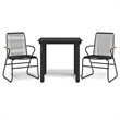 Afuera Living PVC Rattan Small Durable Garden Dining Set in Black