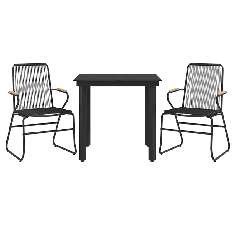 Afuera Living PVC Rattan Small Durable Garden Dining Set in Black