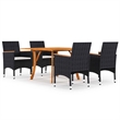 Afuera Living PE Rattan Square Medium Durable Dining Set in Black