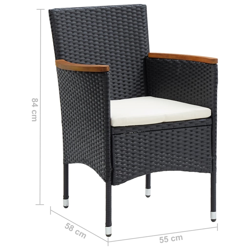 Afuera Living PE Rattan Square Medium Durable Dining Set in Black