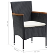 Afuera Living PE Rattan Square Medium Durable Dining Set in Black