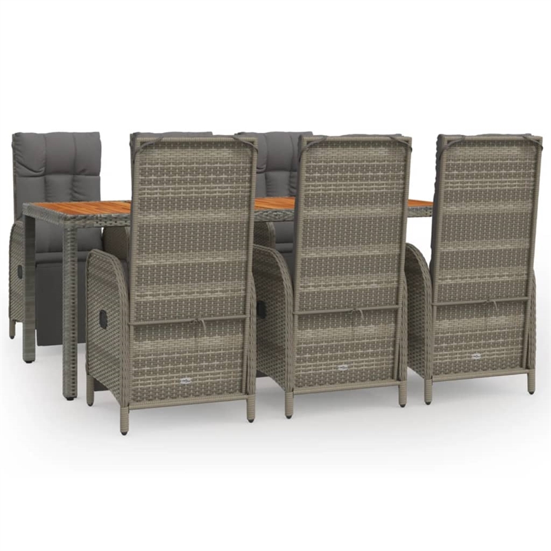 Afuera Living PE Rattan Large Garden Dining Set in Gray/Dark Gray