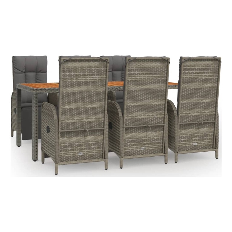 Afuera Living PE Rattan Large Garden Dining Set in Gray/Dark Gray