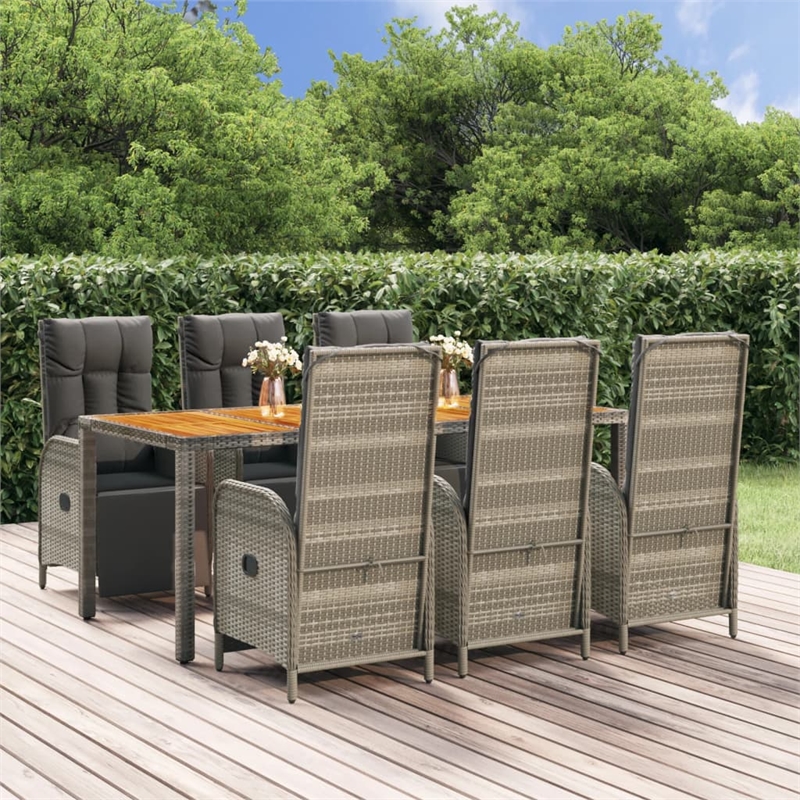 Afuera Living PE Rattan Large Garden Dining Set in Gray/Dark Gray