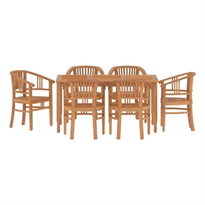 Afuera Living Teak Wood Medium Durable Garden Dining Set in Brown
