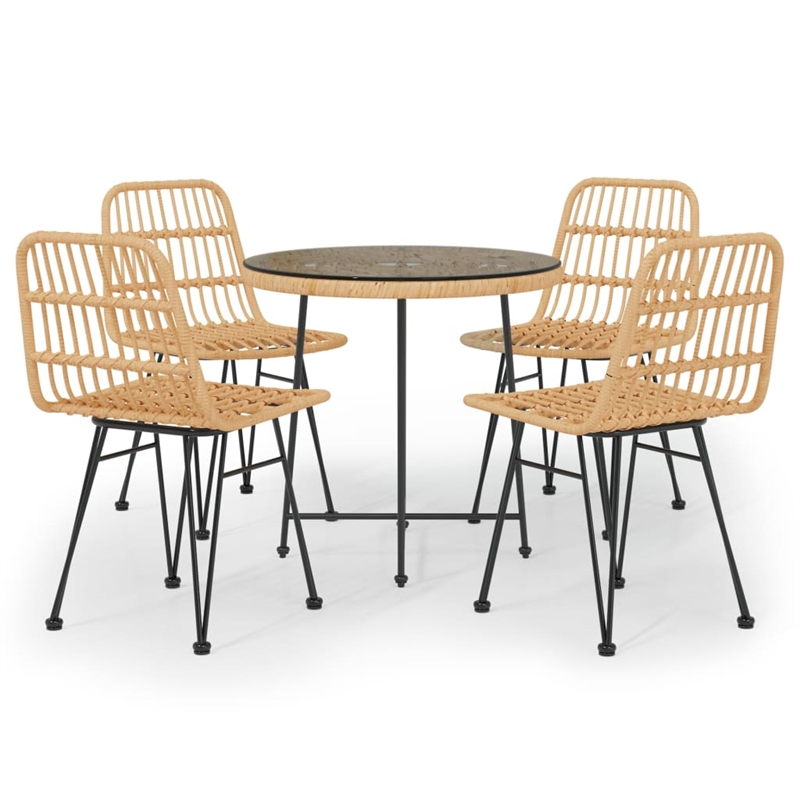 Afuera Living Poly Rattan Medium Tough Garden Dining Set in Black