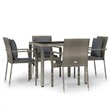 Afuera Living PE Rattan Compact Modular Garden Dining Set in Gray