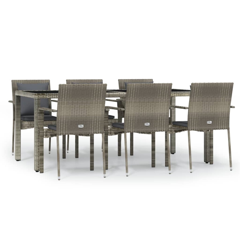 Afuera Living PE Rattan 7 Piece Durable Garden Dining Set in Gray