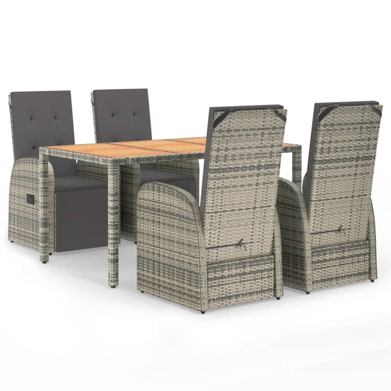 Afuera Living PE Rattan 5 Piece Modular Garden Dining Set in Gray