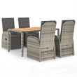 Afuera Living PE Rattan 5 Piece Modular Garden Dining Set in Gray