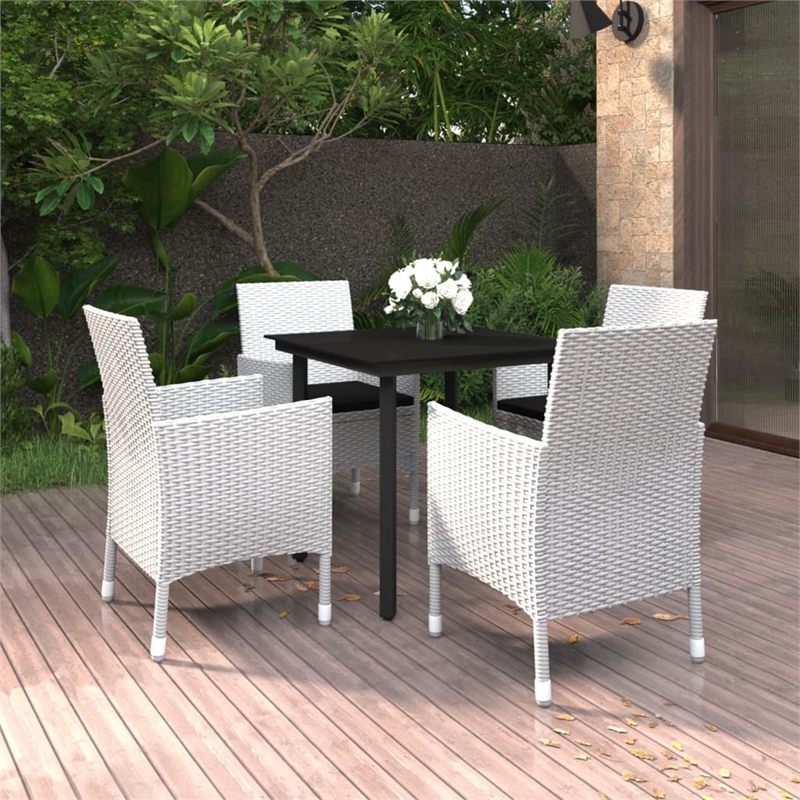 Afuera Living PE Rattan Medium Durable Garden Dining Set in White
