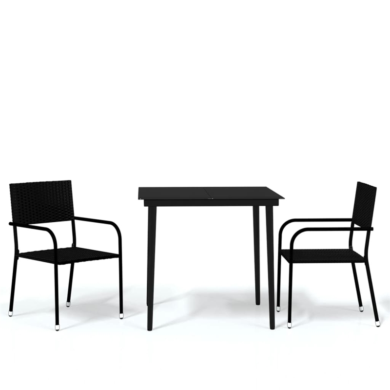 Afuera Living Contemporary PE Rattan Durable Garden Dining Set in Black