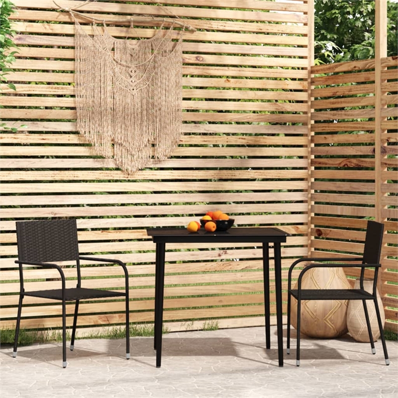 Afuera Living Contemporary PE Rattan Durable Garden Dining Set in Black