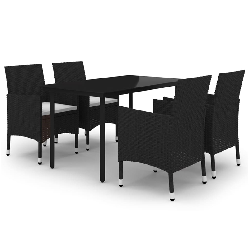 Afuera Living Contemporary PE Rattan Durable Garden Dining Set in Black