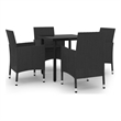 Afuera Living Contemporary PE Rattan Durable Garden Dining Set in Black