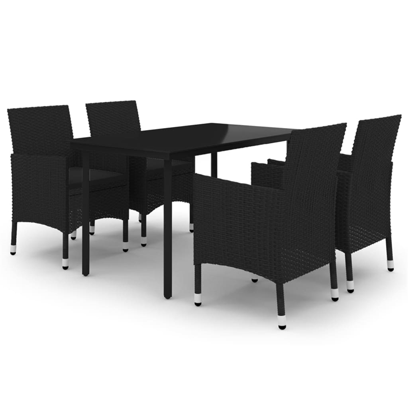 Afuera Living Contemporary PE Rattan Durable Garden Dining Set in Black