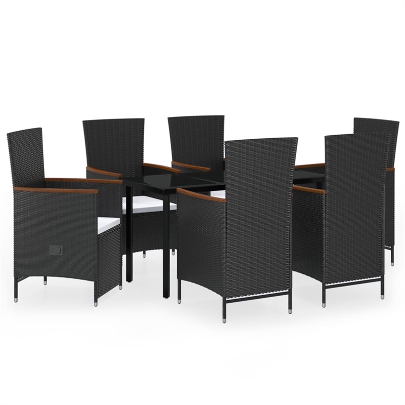 Afuera Living Contemporary PE Rattan Durable Garden Dining Set in Black