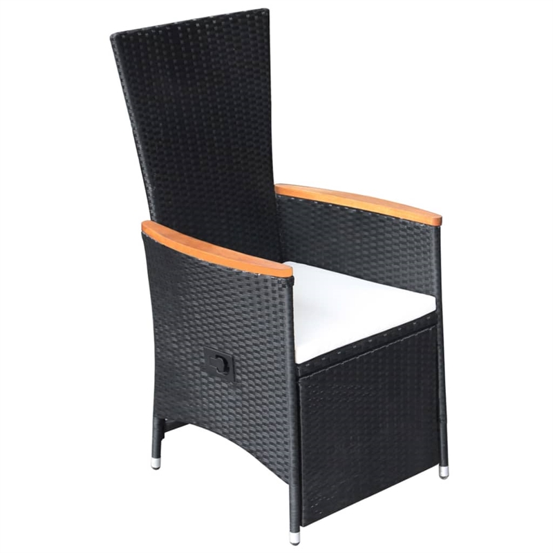 Afuera Living Contemporary PE Rattan Durable Garden Dining Set in Black