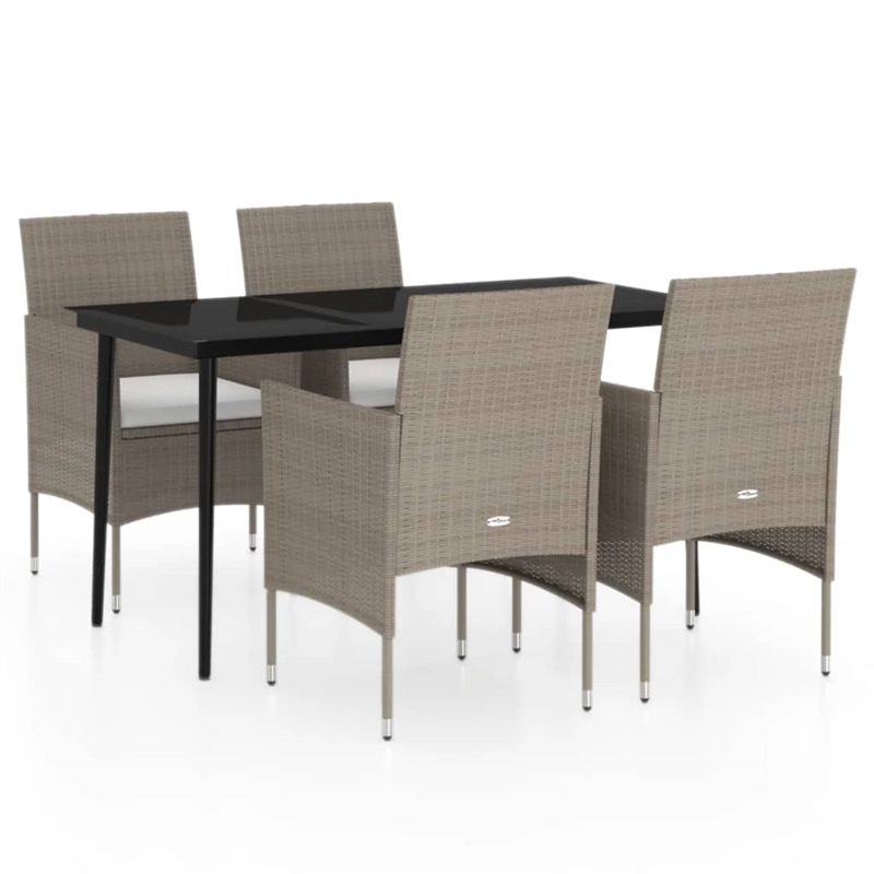 Afuera Living Contemporary PE Rattan 5 Piece Garden Dining Set in Beige