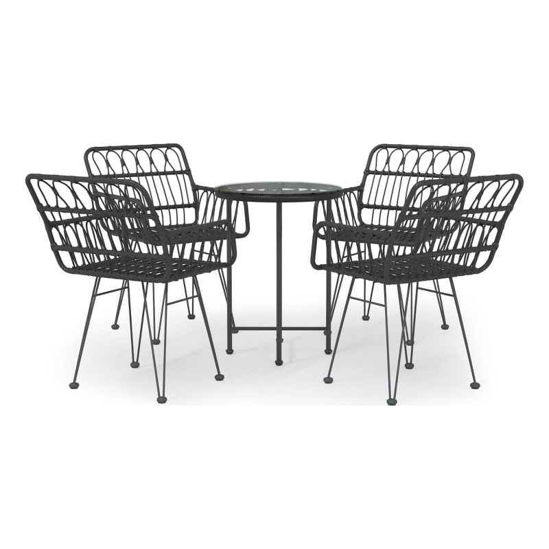 Afuera Living Contemporary PE Rattan Durable Garden Dining Set in Black