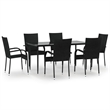 Afuera Living Contemporary PE Rattan Durable Garden Dining Set in Black