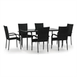 Afuera Living Contemporary PE Rattan Durable Garden Dining Set in Black