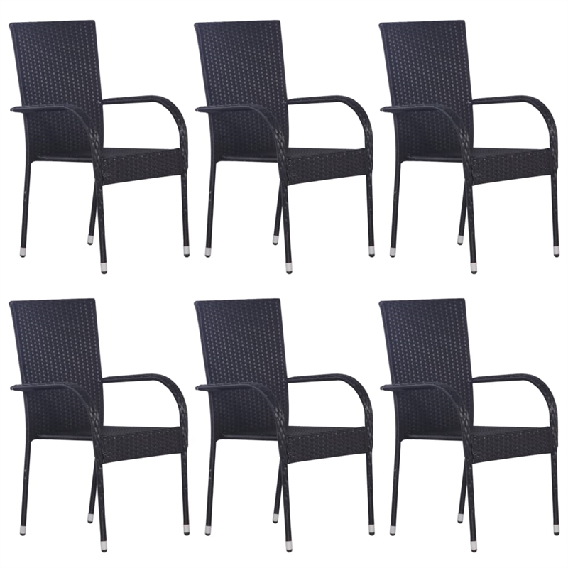 Afuera Living Contemporary PE Rattan Durable Garden Dining Set in Black