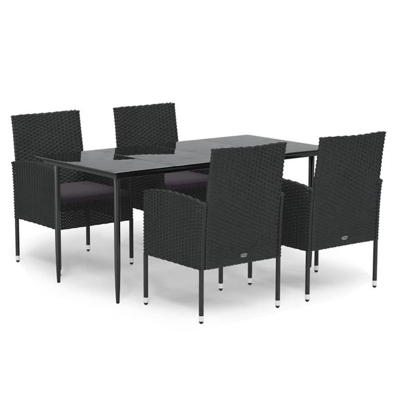 Afuera Living Contemporary PE Rattan Durable Garden Dining Set in Black