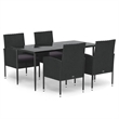 Afuera Living Contemporary PE Rattan Durable Garden Dining Set in Black