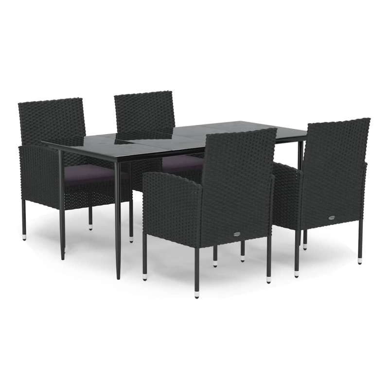 Afuera Living Contemporary PE Rattan Durable Garden Dining Set in Black