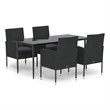 Afuera Living Contemporary PE Rattan Durable Garden Dining Set in Black