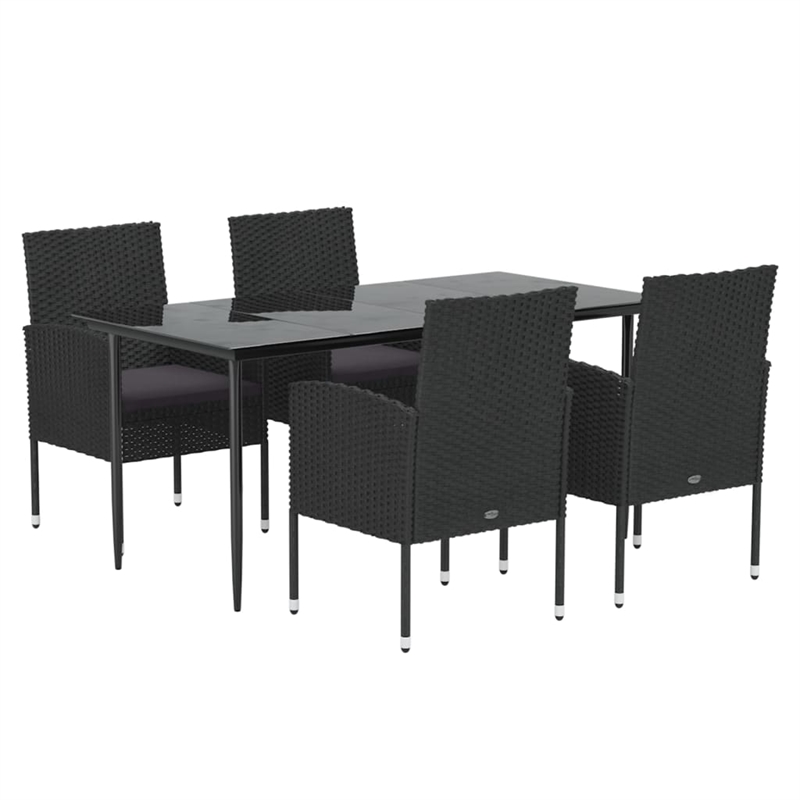 Afuera Living Contemporary PE Rattan Durable Garden Dining Set in Black