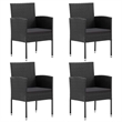 Afuera Living Contemporary PE Rattan Durable Garden Dining Set in Black