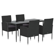 Afuera Living Contemporary PE Rattan Durable Garden Dining Set in Black