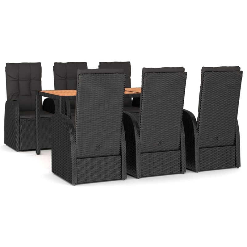Afuera Living Contemporary PE Rattan Durable Garden Dining Set in Black