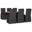 Afuera Living Contemporary PE Rattan Durable Garden Dining Set in Black