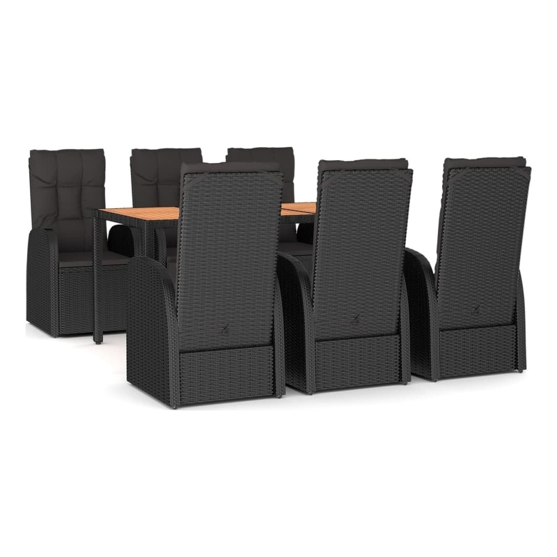 Afuera Living Contemporary PE Rattan Durable Garden Dining Set in Black