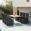 Afuera Living Contemporary PE Rattan Durable Garden Dining Set in Black
