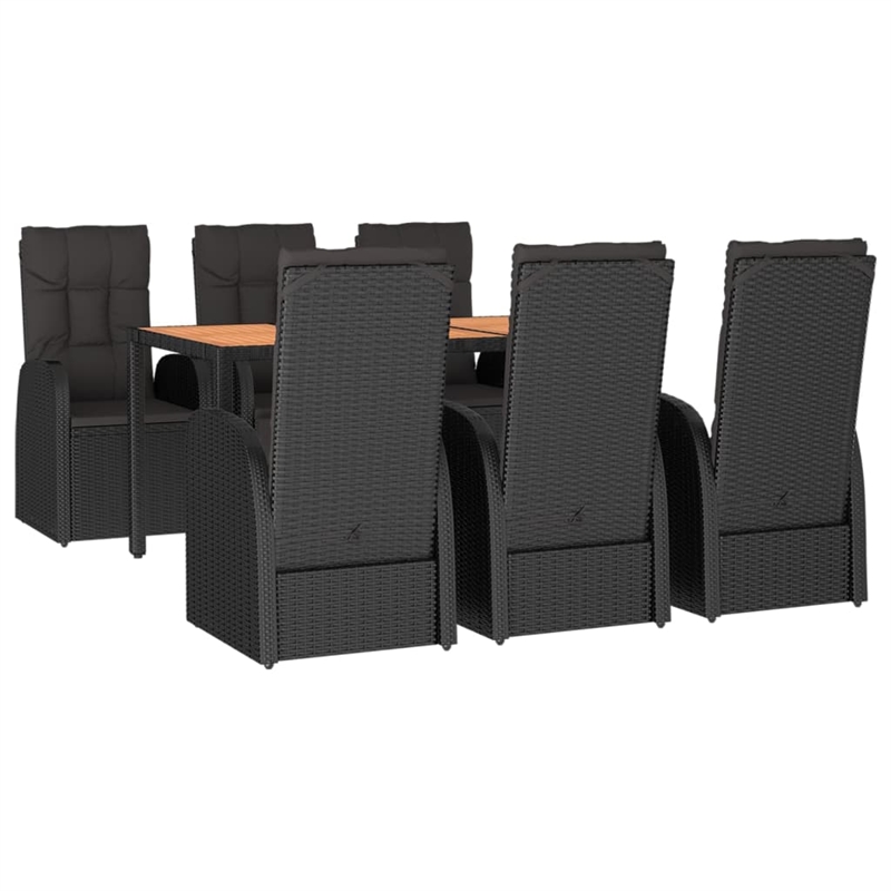 Afuera Living Contemporary PE Rattan Durable Garden Dining Set in Black