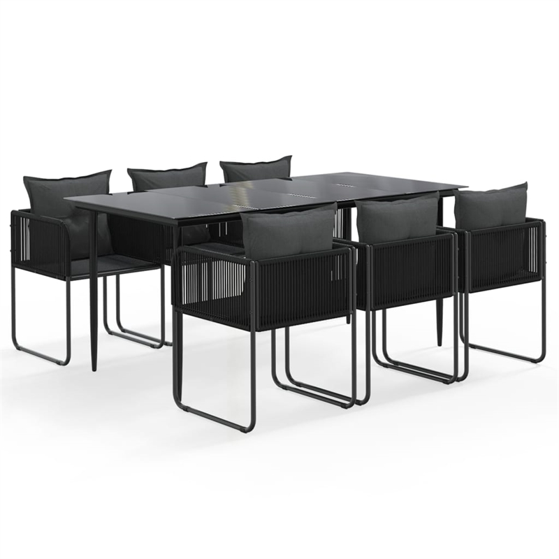 Afuera Living Contemporary PE Rattan Durable Garden Dining Set in Black